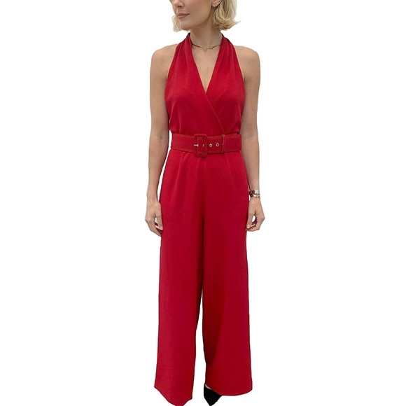 Julia Jordan Plunge Halter Jumpsuit 